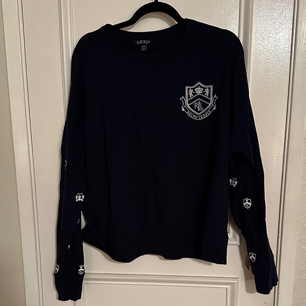Ralph Lauren Dark Blue Long Sleeve Shirt with Crest - Picture 2 of 5